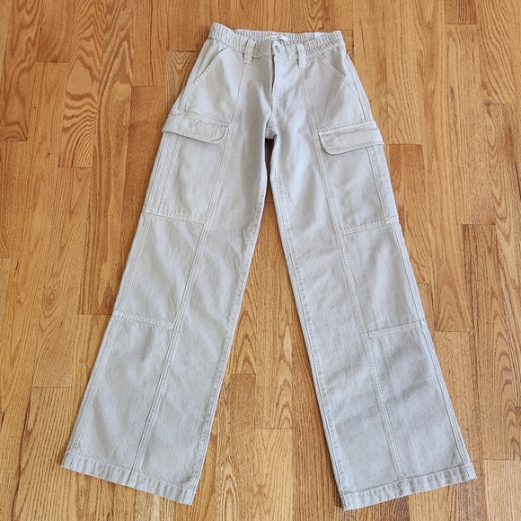 PacSun Pants - NWT PACSUN Low Rise Puddle Cotton Cargo Pant in Oatmeal Size XS
